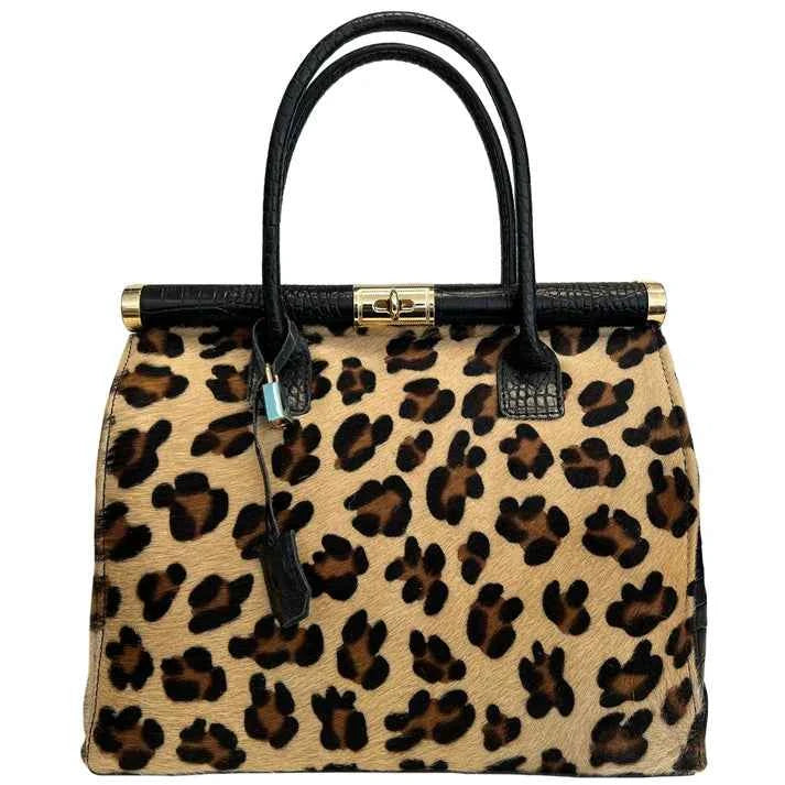 Handtasche aus echtem Kokosnussleder + echtes Ponyhaar