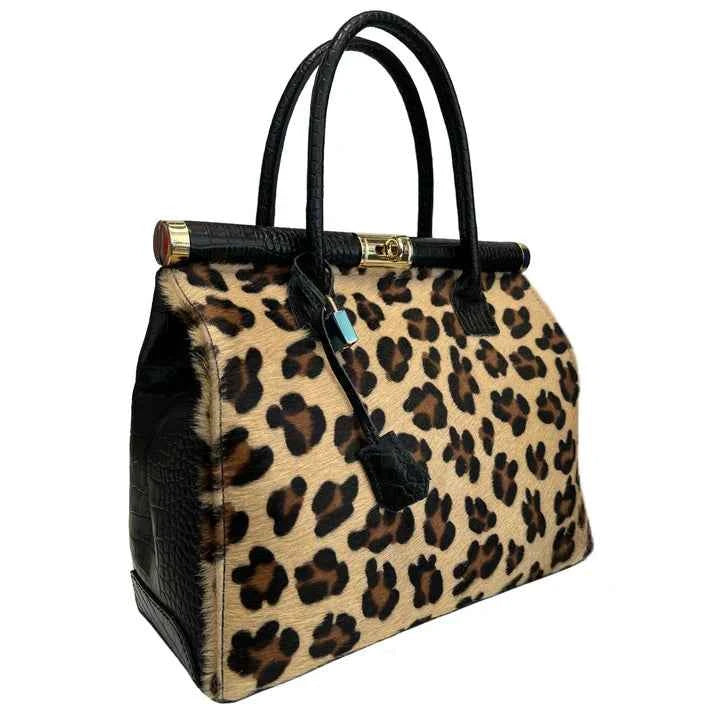 Handtasche aus echtem Kokosnussleder + echtes Ponyhaar