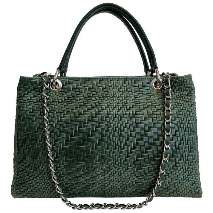 Damenhandtasche aus echtem Leder mit Schulterriemen 35x15x22 cm