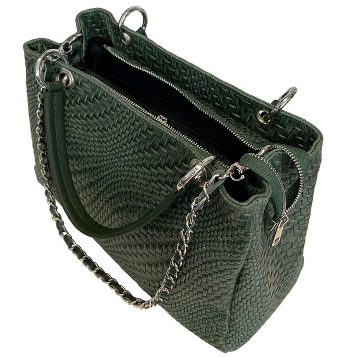 Damenhandtasche aus echtem Leder mit Schulterriemen 35x15x22 cm