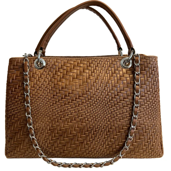 Damenhandtasche aus echtem Leder mit Schulterriemen 35x15x22 cm