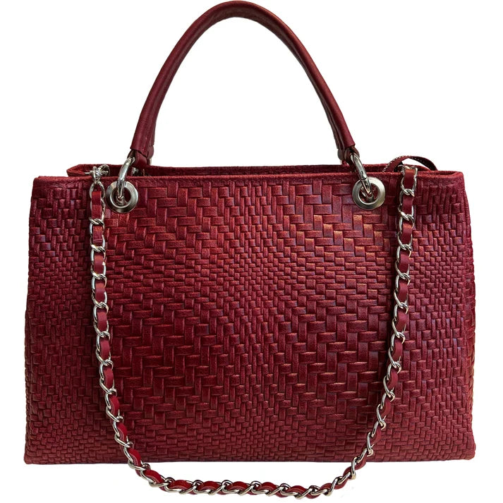 Damenhandtasche aus echtem Leder mit Schulterriemen 35x15x22 cm