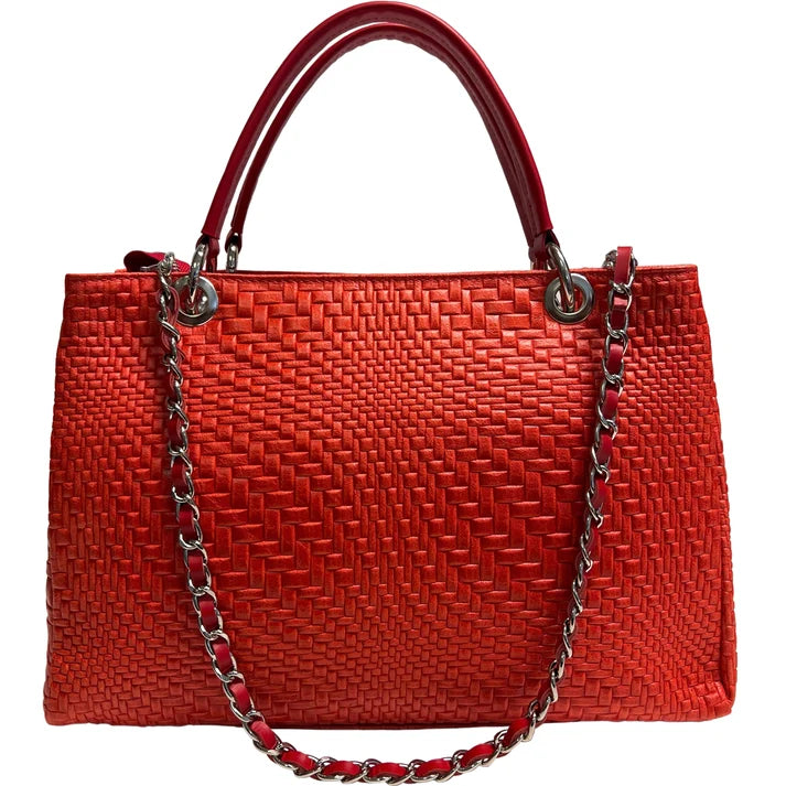 Damenhandtasche aus echtem Leder mit Schulterriemen 35x15x22 cm