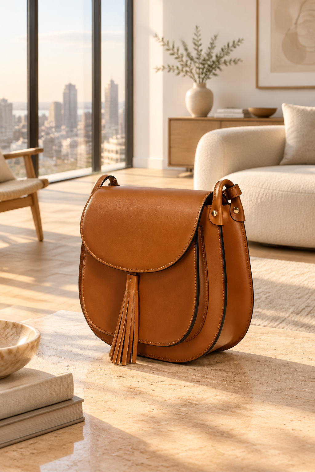 Damen-Schultertasche aus echtem Leder – Produkt – ESTID