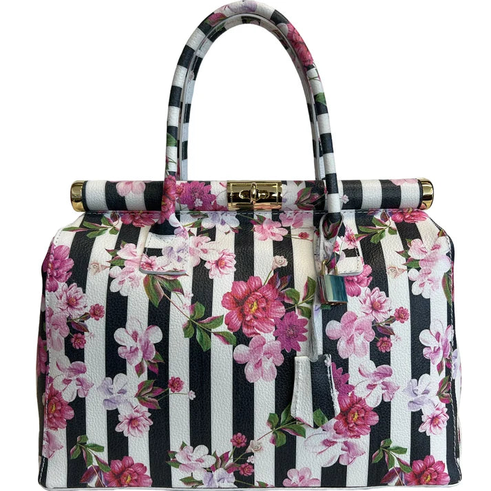 Handbag Damen Lederhandtasche mit Schultergurt (Blumenmuster)