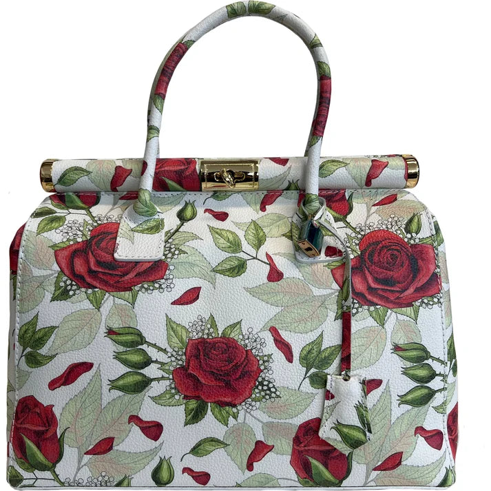 Handbag Damen Lederhandtasche mit Schultergurt (Blumenmuster)