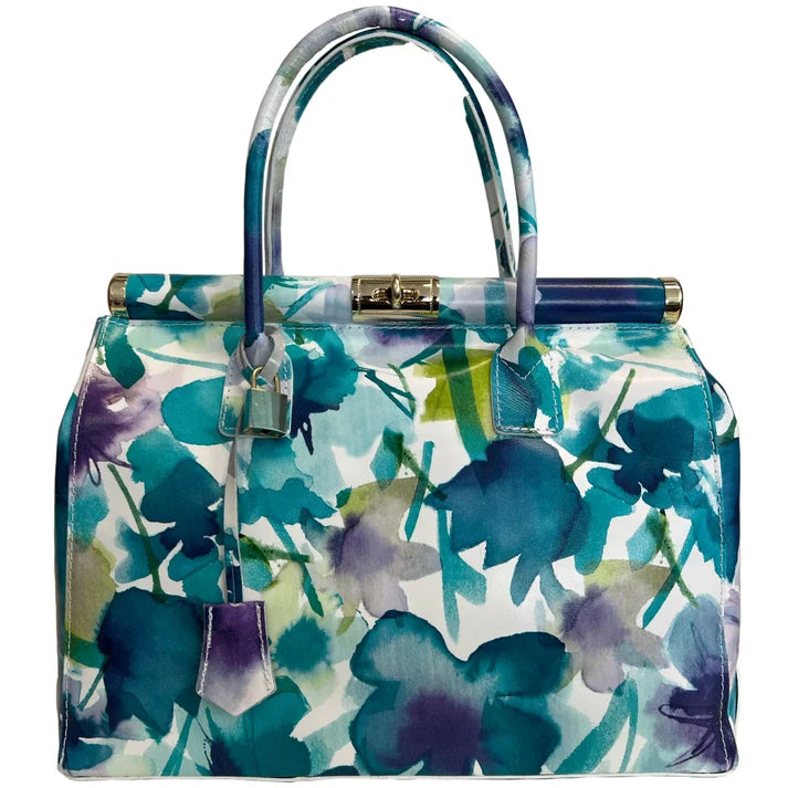Handbag Damen Lederhandtasche mit Schultergurt (Blumenmuster)