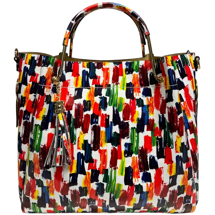 Damen Bucket Tasche aus echtem Leder Blumenmuster