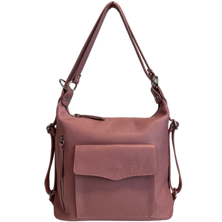 Schultertasche, 2-in-1 Damen-Rucksacktasche, aus echtem Leder