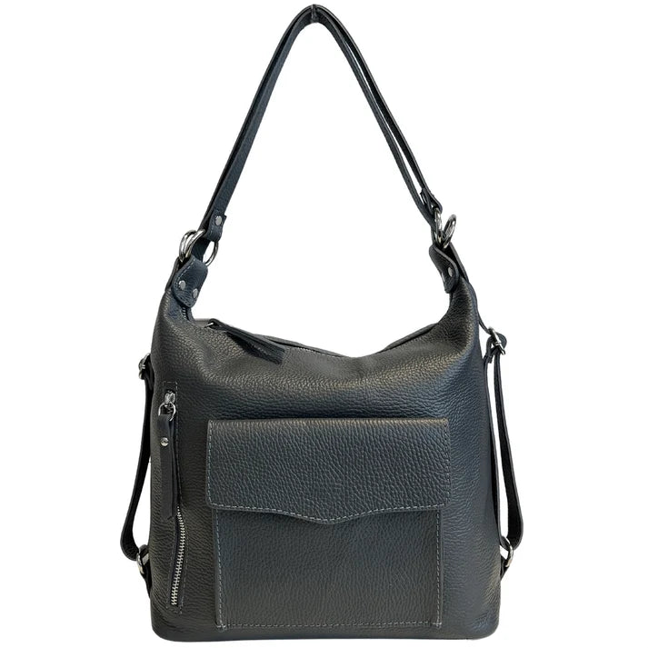 Schultertasche, 2-in-1 Damen-Rucksacktasche, aus echtem Leder