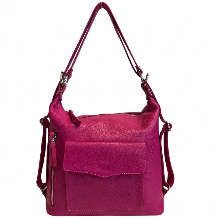 Schultertasche, 2-in-1 Damen-Rucksacktasche, aus echtem Leder