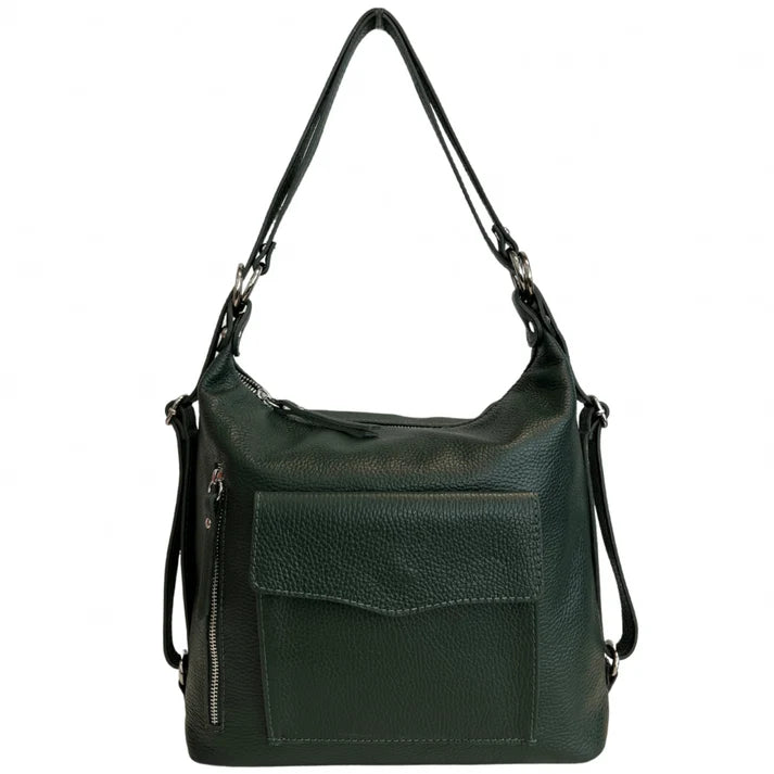 Schultertasche, 2-in-1 Damen-Rucksacktasche, aus echtem Leder