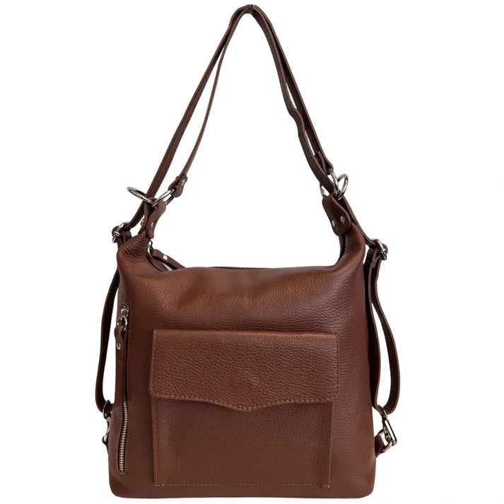 Schultertasche, 2-in-1 Damen-Rucksacktasche, aus echtem Leder