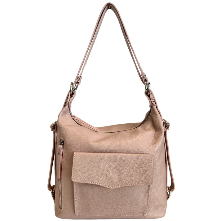 Schultertasche, 2-in-1 Damen-Rucksacktasche, aus echtem Leder