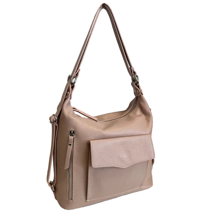 Schultertasche, 2-in-1 Damen-Rucksacktasche, aus echtem Leder