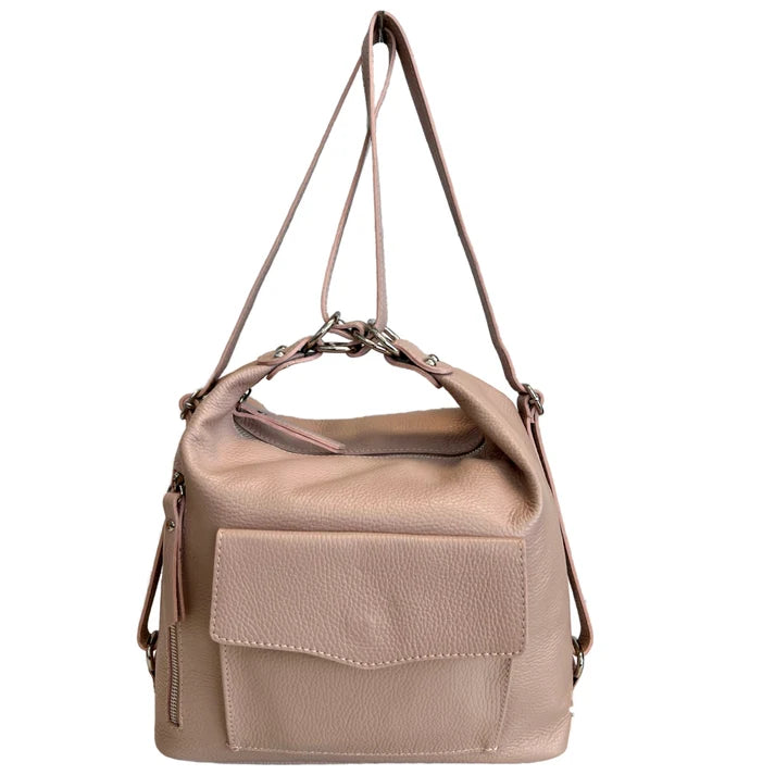 Schultertasche, 2-in-1 Damen-Rucksacktasche, aus echtem Leder