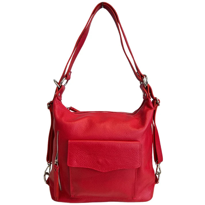 Schultertasche, 2-in-1 Damen-Rucksacktasche, aus echtem Leder