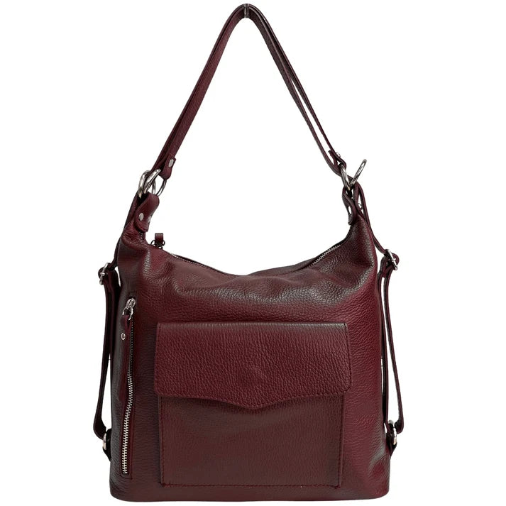 Schultertasche, 2-in-1 Damen-Rucksacktasche, aus echtem Leder