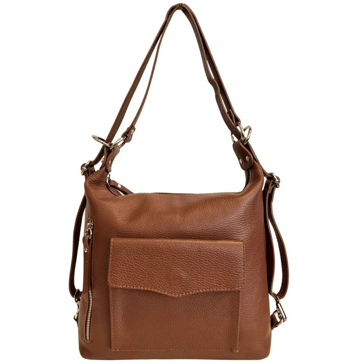 Schultertasche, 2-in-1 Damen-Rucksacktasche, aus echtem Leder