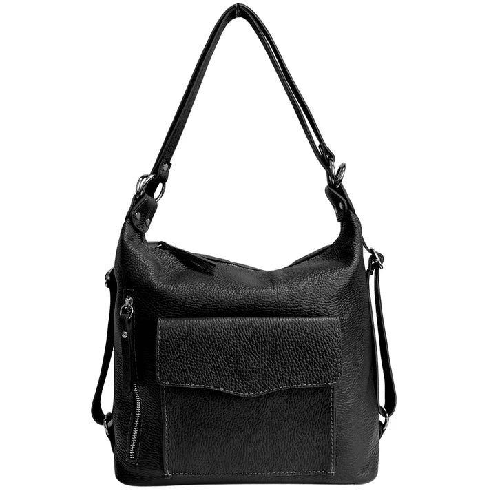 Schultertasche, 2-in-1 Damen-Rucksacktasche, aus echtem Leder