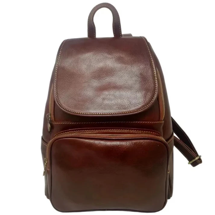 Damen-Rucksack aus echtem Leder mit verstellbaren Schultergurten und Tablet-Fach