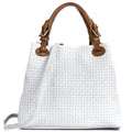 Damenhandtasche mit gewebtem Schulterriemen aus echtem Leder, hergestellt in Italien – Handtasche – ESTID