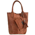 Genuine Wildleder Shopper Bag mit passendem Schmucketui – Handtasche – Schultertasche