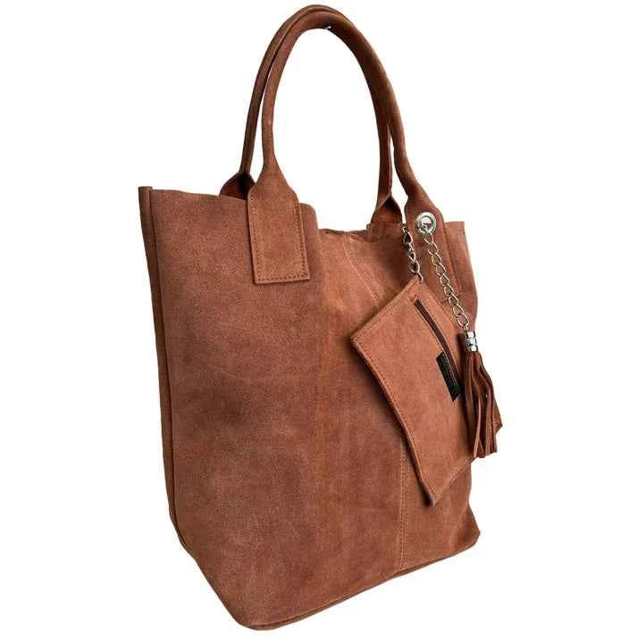 Genuine Wildleder Shopper Bag mit passendem Schmucketui – Handtasche – Schultertasche