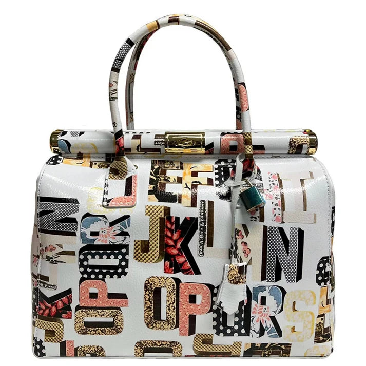Handbag Damen Lederhandtasche mit Schultergurt (Blumenmuster)