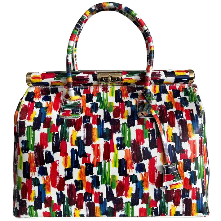 Handbag Damen Lederhandtasche mit Schultergurt (Blumenmuster)