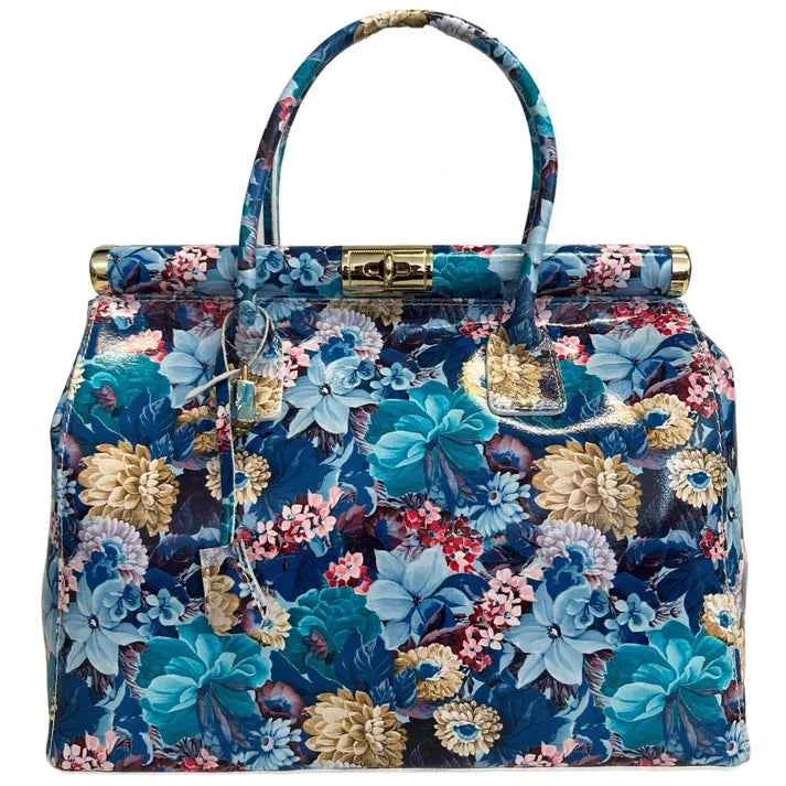 Handbag Damen Lederhandtasche mit Schultergurt (Blumenmuster)