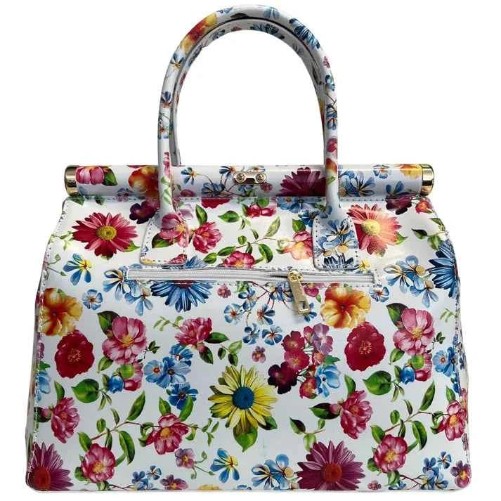 Handbag Damen Lederhandtasche mit Schultergurt (Blumenmuster)
