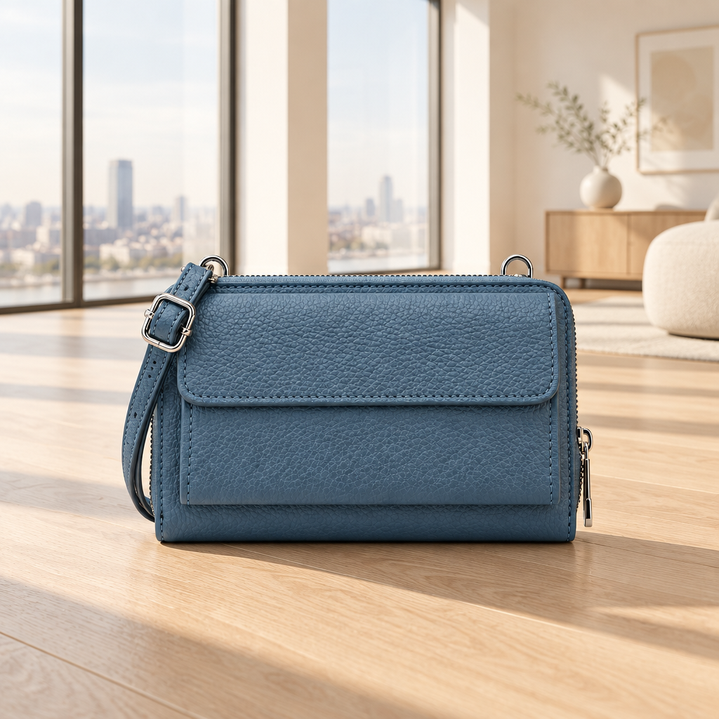 Multifunktionale Umhängetasche, echte Leder-Handytasche, geeignet für Handys bis zu 6,7 Zoll Detailansicht – Handtasche – ESTID