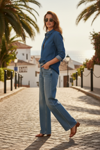 Lässiges Damen Jeanshemd Langarm | Casual Denim Style