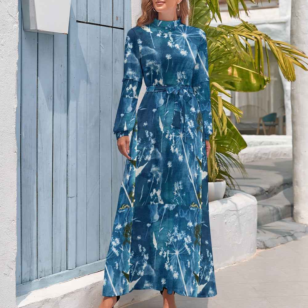 Traumhaftes Langarm-Maxikleid mit Pusteblumen - ESTID