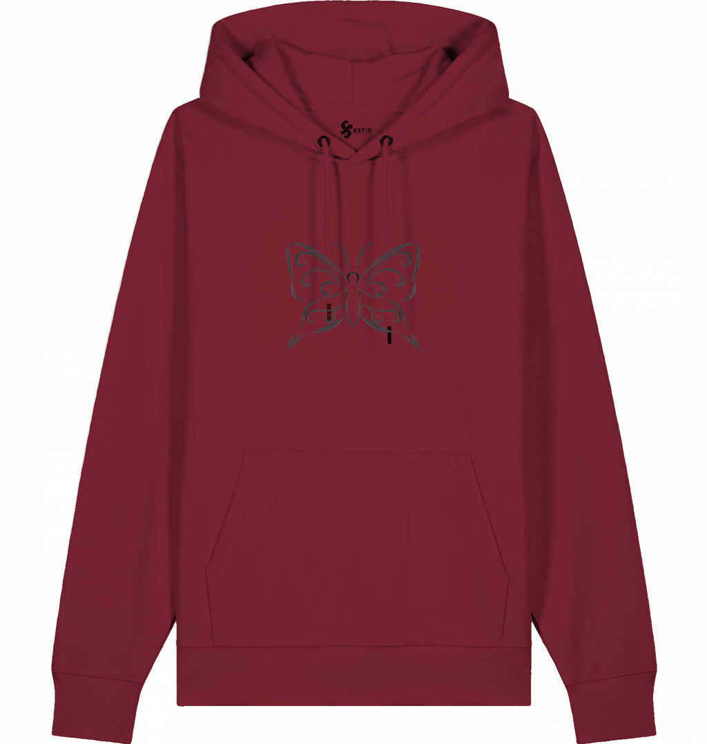 Lässiger Damen Kapuzenpullover mit Tribal Schmetterling Motiv