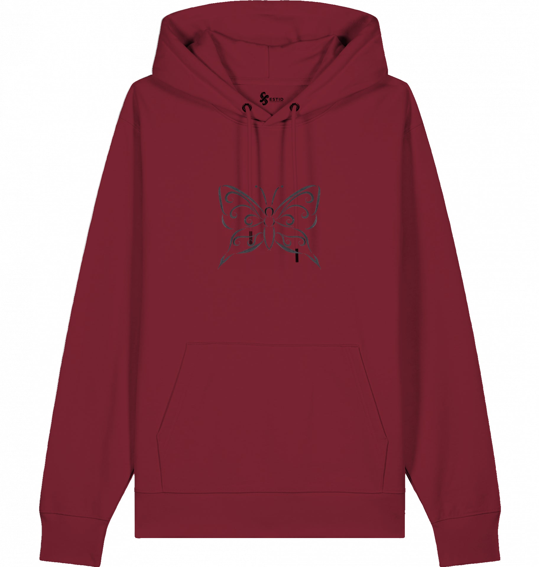 Lässiger Damen Kapuzenpullover mit Tribal Schmetterling Motiv