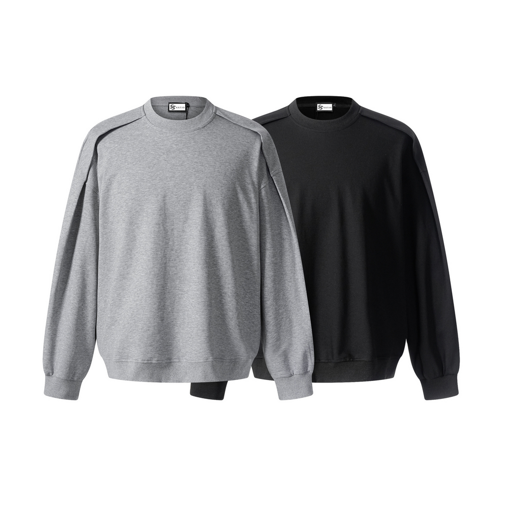 Minimalistischer Herren Rundhals-Pullover in Oversized Optik | Grau & Schwarz Ansicht 5 – pullover – ESTID