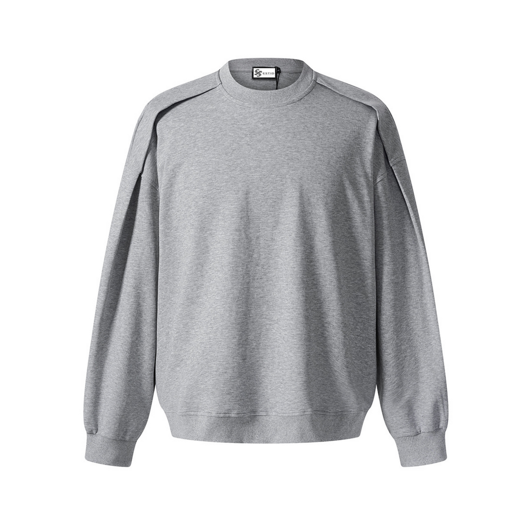 Minimalistischer Herren Rundhals-Pullover in Oversized Optik | Grau & Schwarz Ansicht 6 – pullover – ESTID