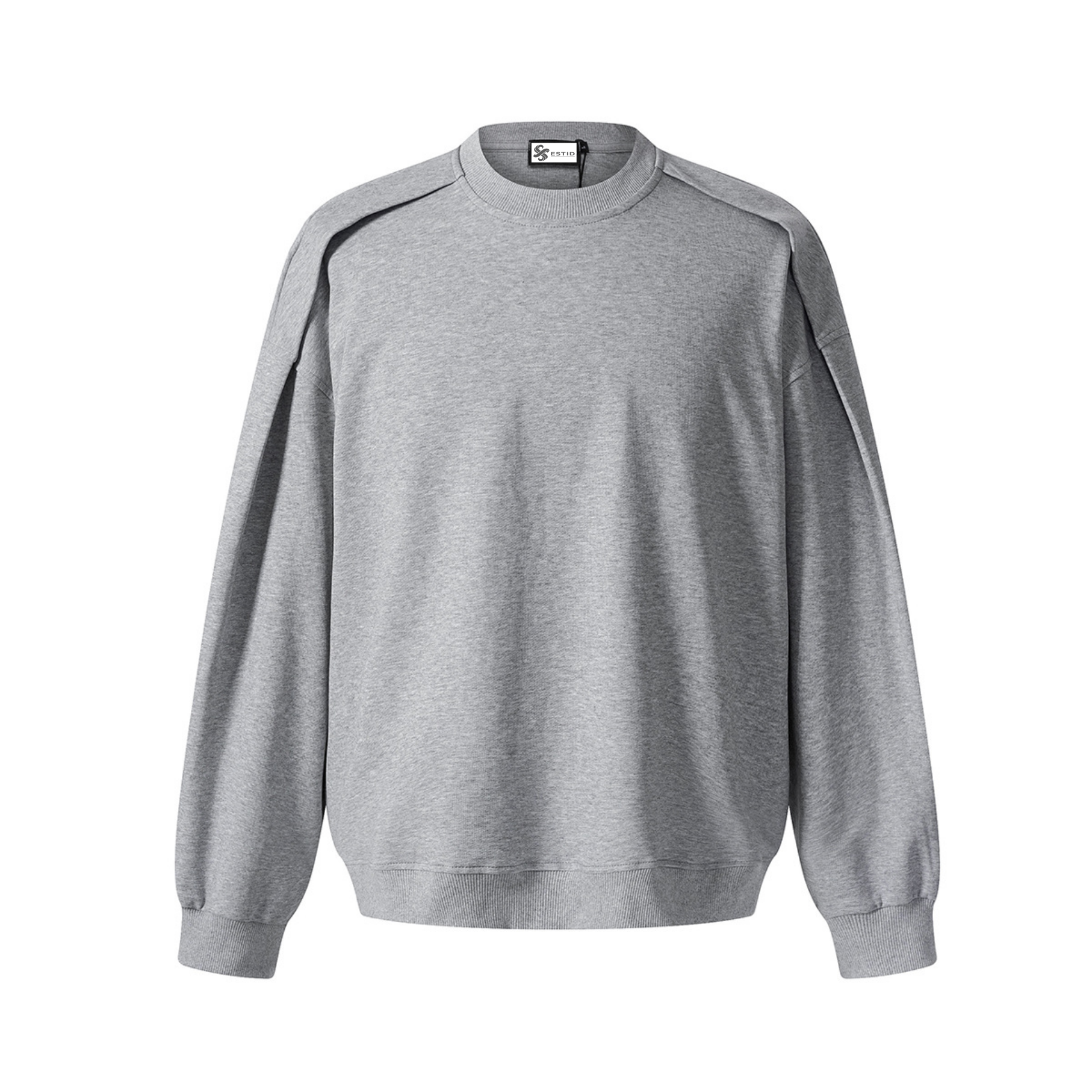 Minimalistischer Herren Rundhals-Pullover in Oversized Optik | Grau & Schwarz Ansicht 6 – pullover – ESTID