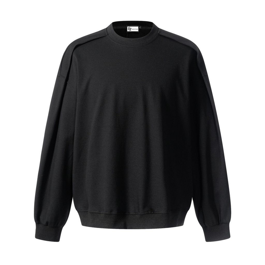 Minimalistischer Herren Rundhals-Pullover in Oversized Optik | Grau & Schwarz Ansicht 8 – pullover – ESTID